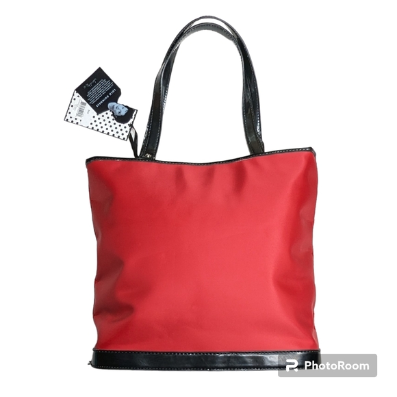 Lulu Guinness London Print Red Black Handbag Shoulder Bag Purse Stamp NWT - Picture 2 of 16